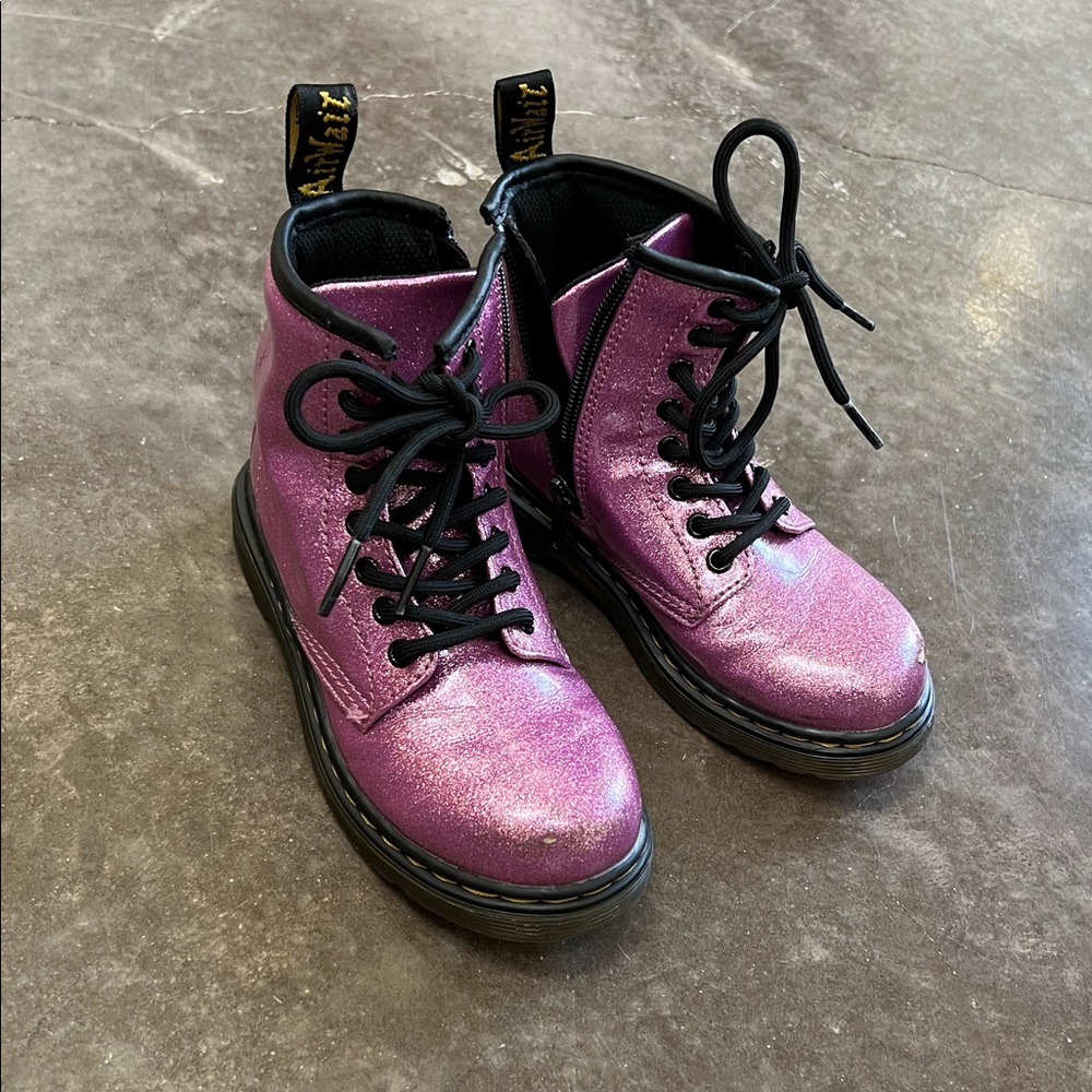 Dr. Martens 1460 8 eye Pink purple Glitter Boots little girls Sz. 11